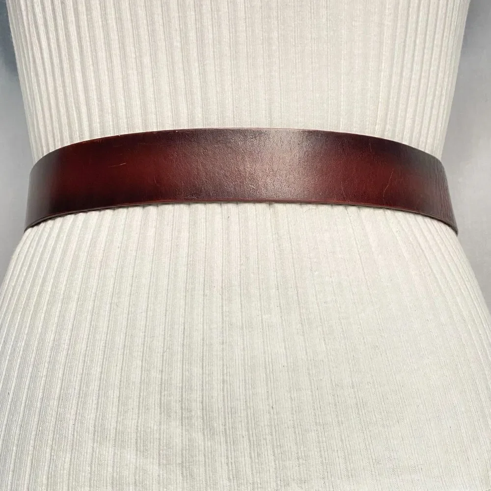 💎Basic Belt Unisex 34 Waist Burnished Walnut Brown Genuine Leather